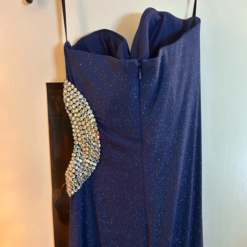 Jovani Sparkly Navy Blue Prom Dress - Picture 5 of 5